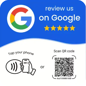 TapToStars card — review us on Google, tap your phone or scan the QR code